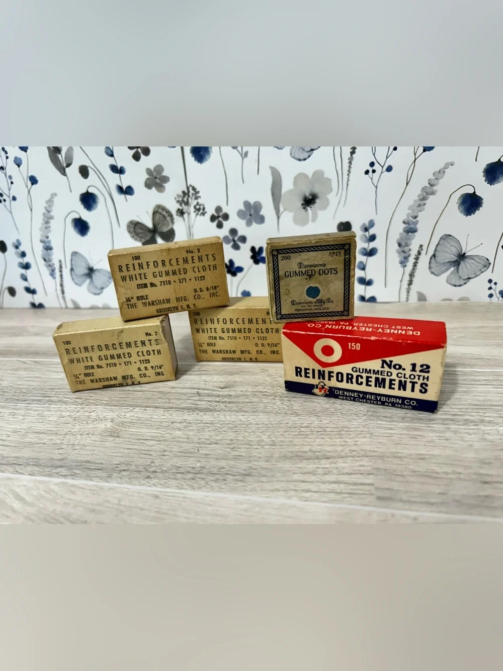Vintage Gummed Reinforcement Boxes Office Ephemera Lot